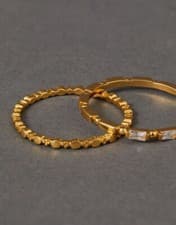 Image of Accessorize,size L, Sparkle Baguette Ring set of two,14ct gold plated,brand new