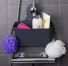 Image of Croydex Grey Shower Caddy Hook Over Bathroom Storage Basket Organiser