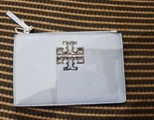 Image of Tory Burch Britten Zip Card Case Blue Mist Colour Brand New Genuine❤🎁