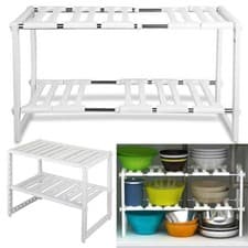 Image of Expandable 50-70cm Metal Cupboard Support 3-Tier Storage Organiser Shelf Rack UK