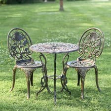 Image of Cast Aluminium "Bouquet" Bronze Two Seater Bistro Set