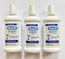 Image of 3 x 500ml Oral B 3D WHITE LUXE Perfection Clean mint Rinse Mouthwash 0% ALCOHOL