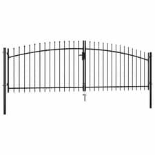 Image of Double Door Fence Gate with Spear Top Backyard Entryway Multi Sizes vidaXL