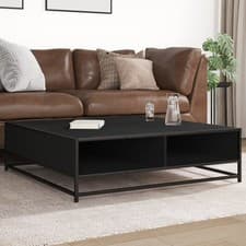Image of Coffee Table Black 100x100x30 cm Engineered Wood and Metal