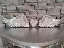 Image of Silver angel wings wall art