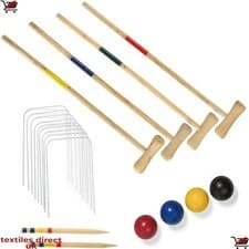 Image of Giant Croquet Wooden Garden Lawn Outdoor Children Family Game Set 4 Players Toys
