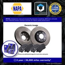 Image of 2x Vented Brake Discs and Pads Front NAPA NBK5103DP fits CITROEN PEUGEOT