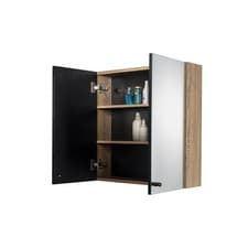 Image of Mirrored Bathroom Cabinets Wall Mounted Double Door Matt Brown 60x60x18
