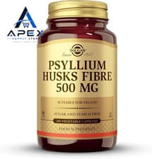 Image of Solgar Psyllium Husks Fibre 500 Mg Vegetable Capsules, Pack of 200, High...
