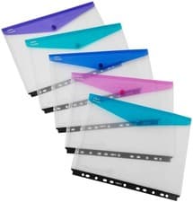 Image of Snopake Polyfile A4 Ring Binder Stud Wallets Landscape Electra Colours - Pack 5