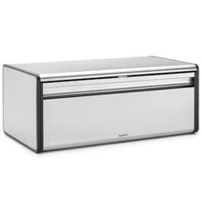 Image of Brabantia Kitchen Fall Front Bread Bin Storage White Black Steel