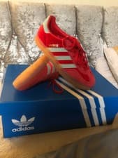 Image of Adidas Gazelle Red Size 3 Womens Indoor Trainers New With Box
