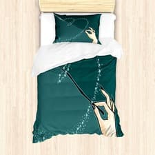 Image of Halloween Duvet Cover Set Witch Hand and Magic Wand