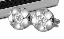 Image of Chelsea FC Licensed Executive Cufflinks Football Design Chrome Cuffs