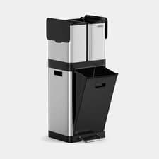 Image of VonHaus 32L Stainless Steel Triple Recycling Bin Silver/Black, 3 Compartments