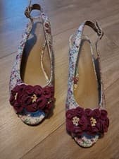Image of Hotter Betsy Women's Sling Back Sandals Boysenberry Floral UK Size 4