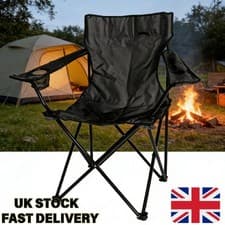 Image of Portable Folding Chair 80cm High, 120kg Carbon Steel Frame for Camping UK