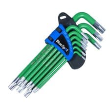 Image of Blue Spot 15380 9 Piece Long Arm Tamper Proof Torx Key Set (T10-T50)