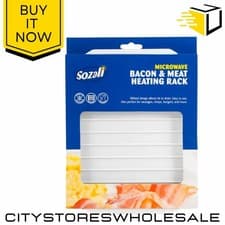 Image of Microwave Bacon Tray Rack Cooker - Meat Grease Drainer Crisp Maker Sozali