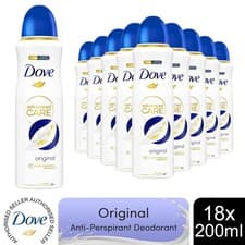 Image of Dove Advanced Care Anti-Perspirant Deodorant Spray Original 200ml, 18 Pack