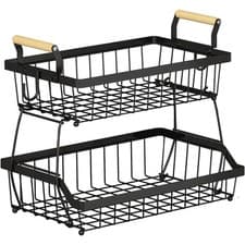 Image of 2-3 Tier Metal Fruit Basket Stand Kitchen Storage Rack for Fruit, Bread & Snacks