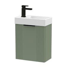 Image of Retro Wall Hung 1 Door Cloakroom Vanity Basin Unit - 400mm - Choice of Colour