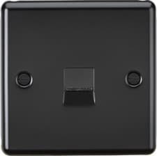Image of Knightsbridge Matt Black Metal Round Raised Edge Range of Switches and Sockets