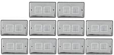 Image of 4 Gang 2 Way 10A Polished Chrome Light Switch – Screwed Metal Plate Modern Wall
