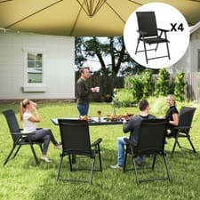 Image of Set of 2/4 Folding Garden Dining Chairs w/ Mesh Back and Seat