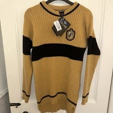Image of New Warner Bros HARRY POTTER HUFFLEPUFF QUIDDITCH Men’s Lambswool Sweater Small