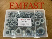 Image of Assortment pack of Metric Flat Washer Steel Zinc Plated Washers Selection Box