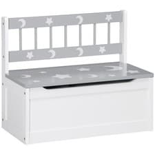 Image of ZONEKIZ 2 In 1 Wooden Kids Storage Bench, Toy Box w/ Safety Rod - Grey