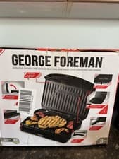 Image of George Foreman 25041 Medium - Grey Steel Grill ( cracked body edge see photo)
