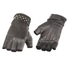 Image of Milwaukee Leather MG7761 Women's Black Fingerless Gloves with Rivet Detailing