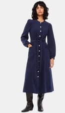 Image of WHISTLES ~ ANGELICA CORD MIDI DRESS NAVY SIZE UK6 RRP £159