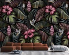 Image of Tropical Hand-drawn pattern Wallpaper Mural Removeable Washable Peel & Stick