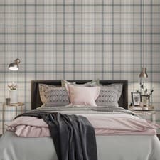 Image of Holden Decor Kirkham Check Navy Wallpaper Washable Bedroom Paste The Paper