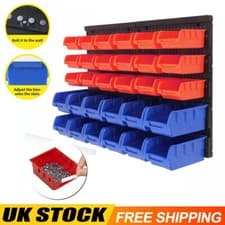 Image of 30PCS WALL MOUNTED GARAGE STORAGE BIN WORKSHOP ORGANISER RACK DIY TOOL BOXES