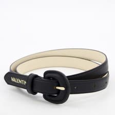 Image of VALENTINO Women's Black Belt Leather Lined Gold Logo Dress Jeans Trouser £90