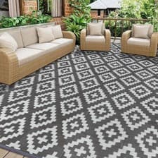 Image of Outdoor Rug Garden Geometric Large Waterproof Patio Area Non Slip Deck Floor Mat