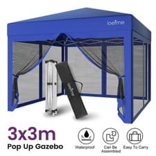Image of Gazebo 3 x 3 m Pop Up Gazebo Heavy Duty Gazebo Waterproof Market Stall with Net