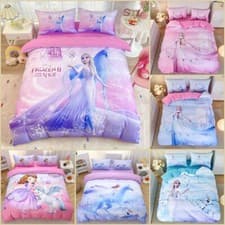 Image of Frozen Elsa Bedding Set 3 PCS Quilt Duvet Cover Dorm Single Double King Gifts UK