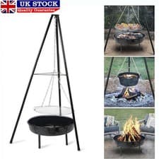 Image of Tripod Fire Pit BBQ Bowl Round Garden Patio Extra Large Outdoor Barbecue Grill