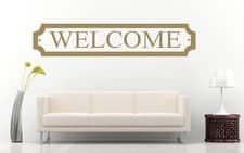 Image of Welcome Sign, Vinyl Wall Art Sticker Decal Mural, Window, Mirror, Door.