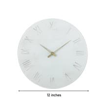 Image of Black/White Marbled Design Wall Clock Roman Number Glass Open Face Round 30cm UK