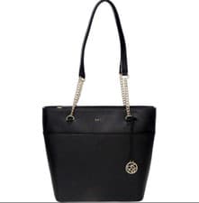 Image of Dkny Black Emblem Logo Tote Bag