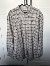 Image of Barbour Gilling Check Short Long Sleeved Tailored Fit Stone Marl XXL 24” P2P New