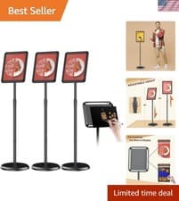 Image of Crystal Clear Display Sign Holders with Adjustable Height - 3 for Business Needs