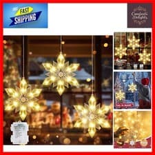 Image of Adjustable 0.6m Snowflake Curtain Lights - Easy Installation & Timer Function