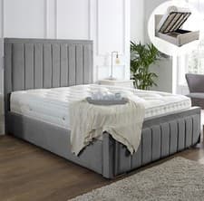 Image of NEW OTTOMAN STORAGE PANEL PLUSH VELVET UPHOLSTERED BED FRAME DOUBLE & KING SIZE